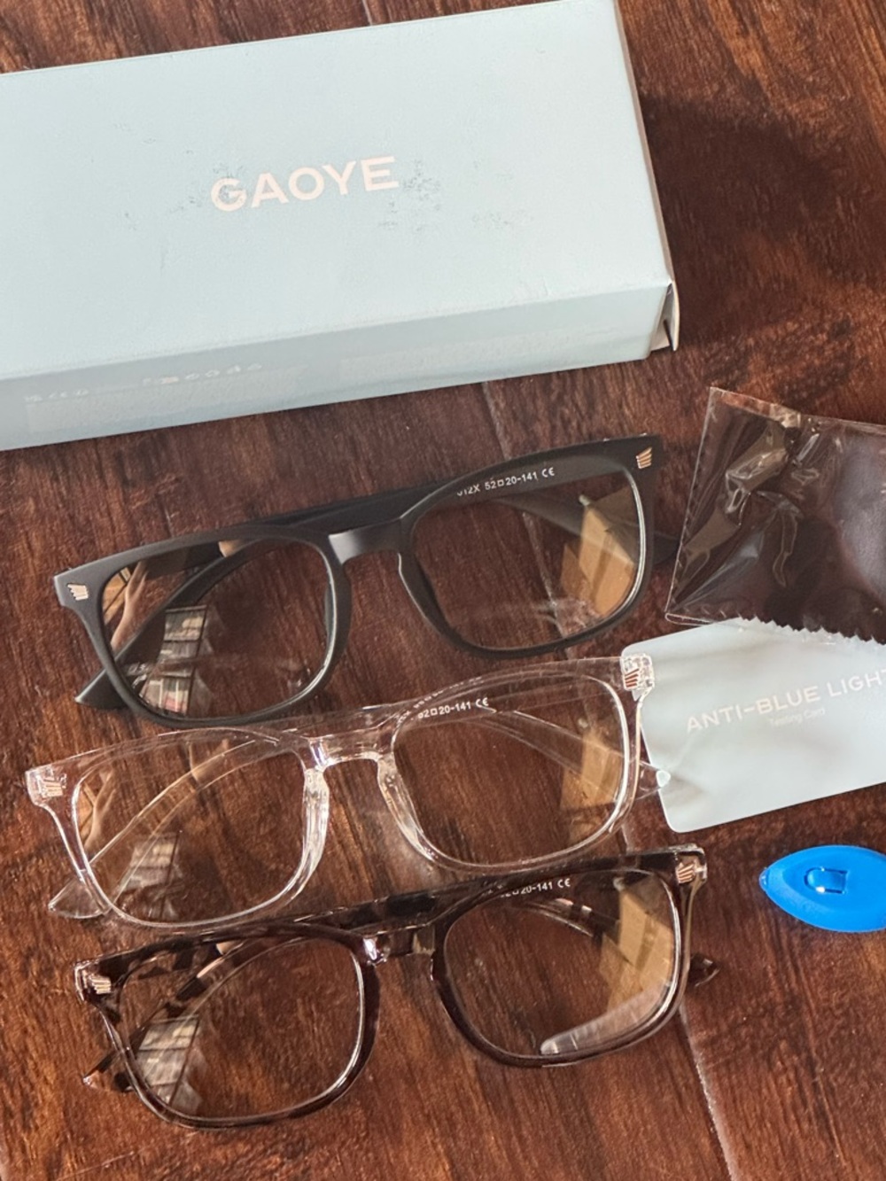 NEW GAOYE Blue Light Blocking Glasses Black / Clear / Multi Color Brown Lot of 3
